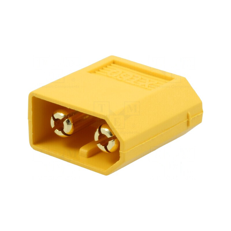 Conector alimentare DC XT60 tată PIN 2 pentru montaj prin panou PCB THT | Electronic-mag.ro | Componente Electronice