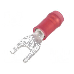 Furcă M3,5 Crimată pe Cablu Roșie - Vârf Ø 3,68mm pentru Secțiuni de 0,3÷1,42mm² | Electronic-mag.ro | Componente Electronice