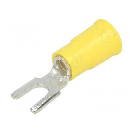 Furcă M4 Ø 4,32mm crimpat pe cablu izolată galbenă - Vârf de conexiune electrică profesională | Electronic-mag.ro | Componente Electronice
