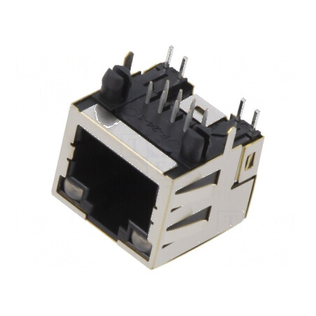 Conector RJ45 Soclu Ecranat PIN 8 cu Diodă LED THT - Componentă de Rețea Profesională | Electronic-mag.ro | Componente Electronice
