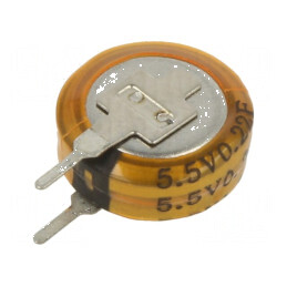 Supercondensator THT 220mF 5,5VDC Ø12x4,8mm - Capacitor Electrolitic pentru Stocare Energie | Electronic-mag.ro | Componente Electronice