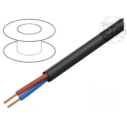 Cablu electric H03VV-F, OMY 2x0,5mm² rotund litat cu cupru, PVC negru, 300V | Electronic-mag.ro | Componente Electronice