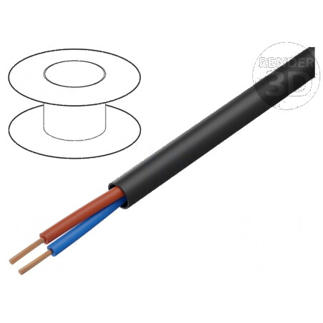 Cablu electric H03VV-F, OMY 2x0,5mm² rotund litat cu cupru, PVC negru, 300V | Electronic-mag.ro | Componente Electronice