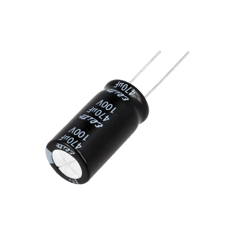Condensator electrolitic THT 470µF 100VDC Ø16x31.5mm ±20% - Componentă electronică de calitate superioară | Electronic-mag.ro | Componente Electronice Condensator electrolitic THT 470µF 100VDC Ø16x31.5mm ±20% - Componentă electronică de calitate superioară | Electronic-mag.ro | Componente Electronice