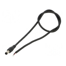 Cablu DC 2x0,5mm² cu mufă dreptunghiulară 5,5/2,5, 0,5m, temperatura de operare -20÷80°C, negru | Electronic-mag.ro | Componente Electronice