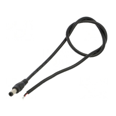 Cablu DC 2x0,5mm² cu mufă dreptunghiulară 5,5/2,5, 0,5m, temperatura de operare -20÷80°C, negru | Electronic-mag.ro | Componente Electronice
