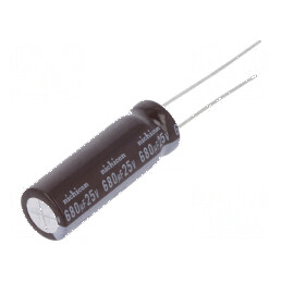 Condensator Electrolitic Low ESR THT 680uF 25VDC Ø10x30,5mm pentru Circuit Electric | Electronic-mag.ro | Componente Electronice