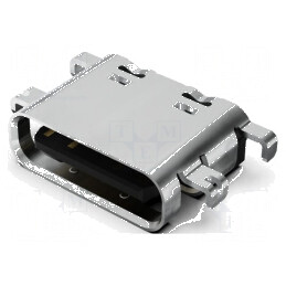 Conector USB C Soclu SMT PIN 16 Orizontale USB 2.0 5A 48VDC - Componente Electronice Profesionale | Electronic-mag.ro | Componente Electronice