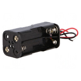 Suport pentru baterii AAA/R3 cu 4 cabluri negre de 150 mm - Accesorii electrice | Electronic-mag.ro | Componente Electronice