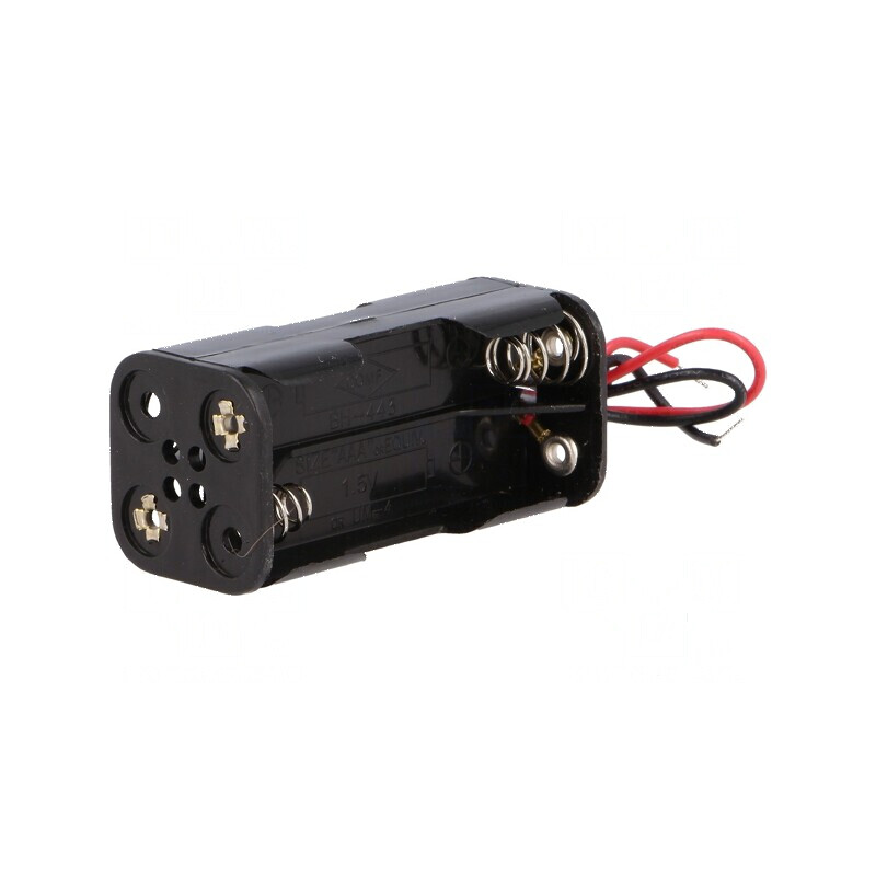 Suport pentru baterii AAA/R3 cu 4 cabluri negre de 150 mm - Accesorii electrice | Electronic-mag.ro | Componente Electronice