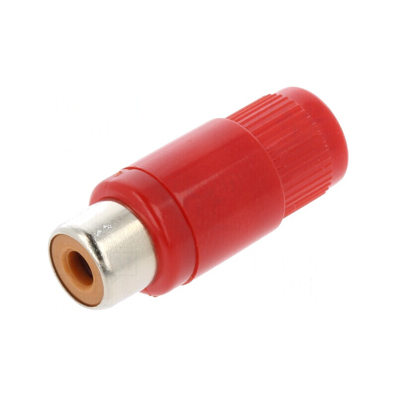 Conector RCA Mufă Mamă Drept pentru Lipire, Roșu, Nichelat, pe Cablu | Electronic-mag.ro | Componente Electronice Conector RCA Mufă Mamă Drept pentru Lipire, Roșu, Nichelat, pe Cablu | Electronic-mag.ro | Componente Electronice
