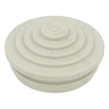 Manșon elastomer termoplastic TPE gri deschis pentru cabluri cu diametrul de 0-22mm | Electronic-mag.ro | Componente Electronice