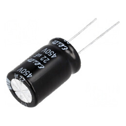 Condensator Electrolitic THT 22µF 450VDC Ø16x25mm ±20% 2000h - Componentă Electronică de Înaltă Calitate | Electronic-mag.ro | Componente Electronice