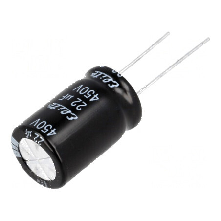 Condensator Electrolitic THT 22µF 450VDC Ø16x25mm ±20% 2000h - Componentă Electronică de Înaltă Calitate | Electronic-mag.ro | Componente Electronice