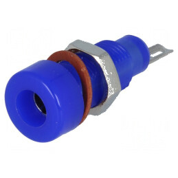 Conector Banană 4mm Soclu 10A 60VDC Albastru Nichelat pentru Legături Electrice Profesionale | Electronic-mag.ro | Componente Electronice