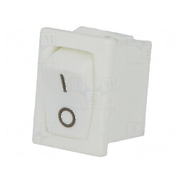 Comutator ROCKER SPST ON-OFF 3A/250VAC Alb - Corp Alb, Rezistență 35mΩ, Poz: 2 | Electronic-mag.ro | Componente Electronice