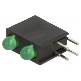 LED Verde 2,9mm în Carcasă cu 2 Diode, 20mA, 60° - Tensiune 2,2÷2,6V | Electronic-mag.ro | Componente Electronice