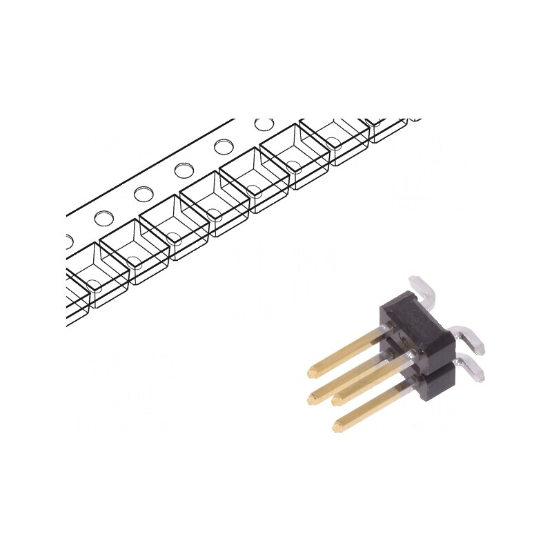 Conector BERGSTIK cu 4 pini verticali pentru şiruri de pini, tată | Electronic-mag.ro | Componente Electronice