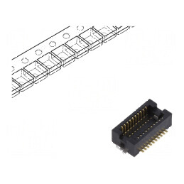 Conector PCB-PCB Tată PIN 20, 0,5mm, H 2,3mm, DF12N Aurit SMT - Componente Electronice Profesionale | Electronic-mag.ro | Componente Electronice