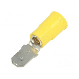 Terminal plat 6,4mm 0,8mm tată crimpat pe cablu izolat - Conector electric profesional | Electronic-mag.ro | Componente Electronice