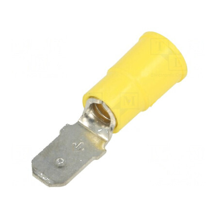 Terminal plat 6,4mm 0,8mm tată crimpat pe cablu izolat - Conector electric profesional | Electronic-mag.ro | Componente Electronice