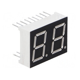 Afișaj LED 7 Segmente 14,22mm 0,56" Nr. Car: 2 Verde 6mcd - Display Digital pentru Proiecte Electronice | Electronic-mag.ro | Componente Electronice