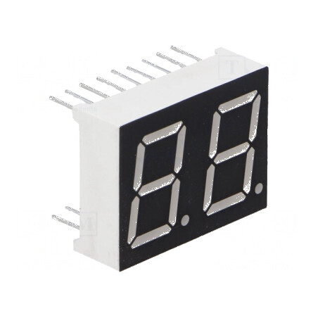 Afișaj LED 7 Segmente 14,22mm 0,56" Nr. Car: 2 Verde 6mcd - Display Digital pentru Proiecte Electronice | Electronic-mag.ro | Componente Electronice