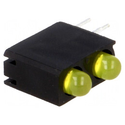 LED 3mm Galben cu Carcasă - 2 Diode, Lentilă Difuză Galbenă | Electronic-mag.ro | Componente Electronice
