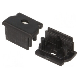 Obturator pentru profil LED negru, 2 bucăți, din ABS cu orificiu UNI12 | Electronic-mag.ro | Componente Electronice