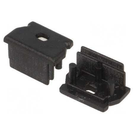 Obturator pentru profil LED negru, 2 bucăți, din ABS cu orificiu UNI12 | Electronic-mag.ro | Componente Electronice