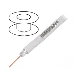 Cablu Coaxial RG6 100m cu Sârmă CCS și Îmbrăcăminte PVC Alb, Diametru 6,91mm | Electronic-mag.ro | Componente Electronice