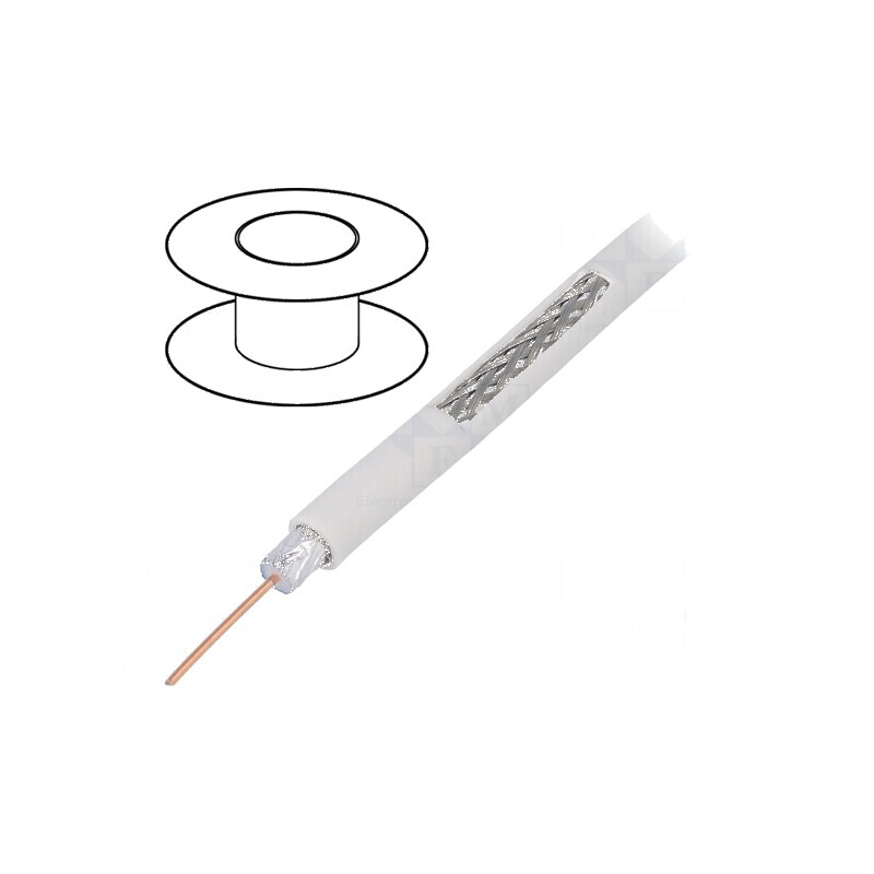 Cablu Coaxial RG6 100m cu Sârmă CCS și Îmbrăcăminte PVC Alb, Diametru 6,91mm | Electronic-mag.ro | Componente Electronice Cablu Coaxial RG6 100m cu Sârmă CCS și Îmbrăcăminte PVC Alb, Diametru 6,91mm | Electronic-mag.ro | Componente Electronice