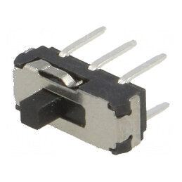 Comutator glisant DPDT 0,3A/6VDC ON-ON, Poz: 2, Nr. term: 6, montare THT | Electronic-mag.ro | Componente Electronice