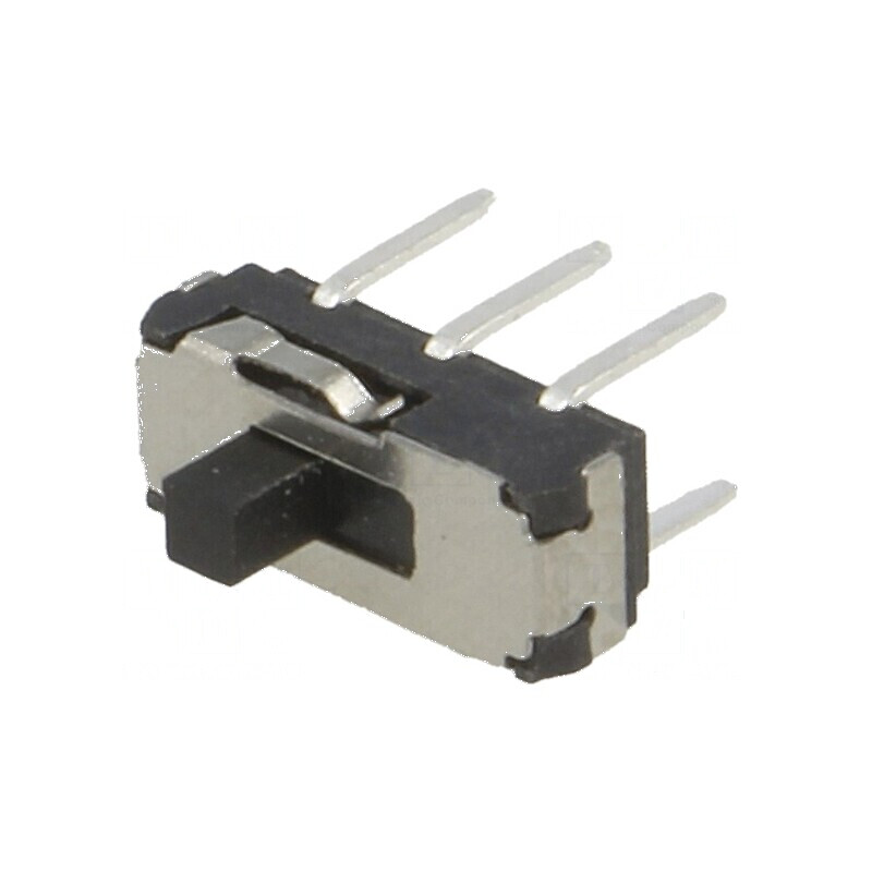 Comutator glisant DPDT 0,3A/6VDC ON-ON, Poz: 2, Nr. term: 6, montare THT | Electronic-mag.ro | Componente Electronice