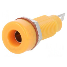 Conector Banană 4mm Soclu 10A 60VDC Portocalie Nichelat - Accesoriu Electric Profesional | Electronic-mag.ro | Componente Electronice