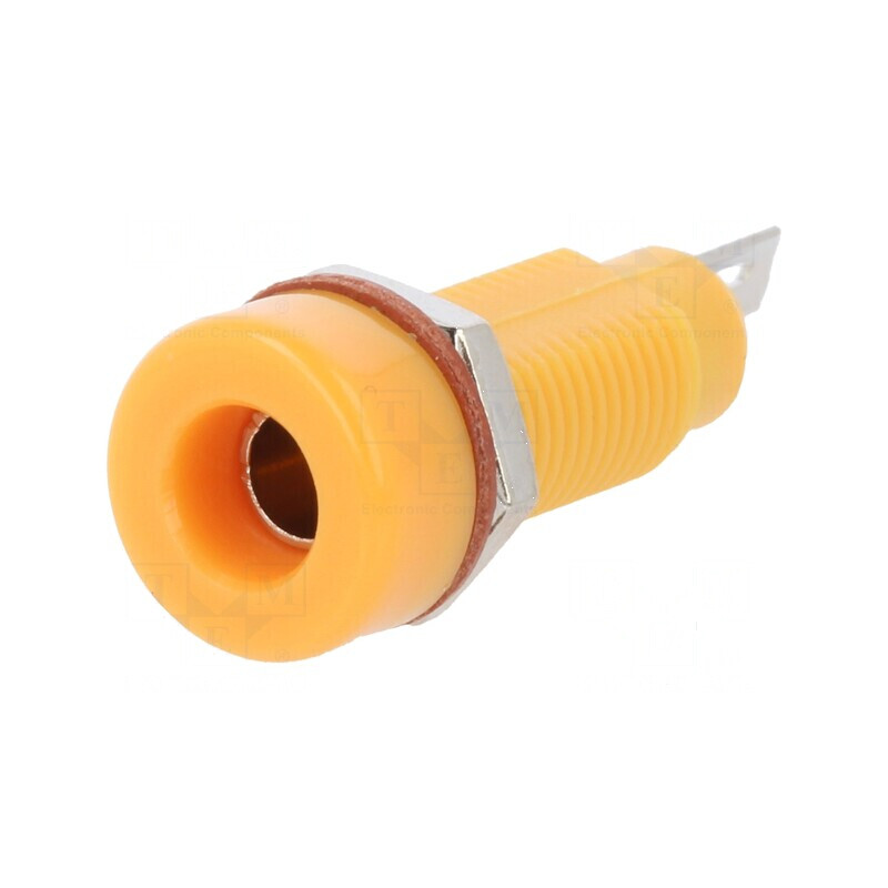Conector Banană 4mm Soclu 10A 60VDC Portocalie Nichelat - Accesoriu Electric Profesional | Electronic-mag.ro | Componente Electronice
