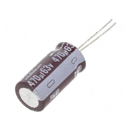 Condensator Electrolitic Low ESR THT 470uF 63VDC - Dimensiuni Ø12,5x25mm | Electronic-mag.ro | Componente Electronice