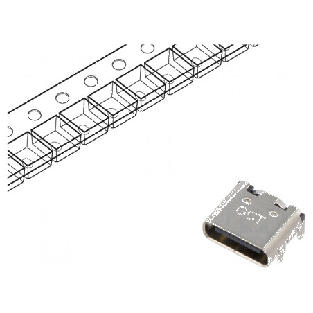 Conector USB C Soclu SMT 16 PIN Orizontale pentru Montaj pe Placă Superioară | Electronic-mag.ro | Componente Electronice