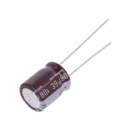 Condensator Electrolitic Low ESR THT 39uF 80VDC Ø10x12,5mm - Componentă Electronică de Înalta Performanță | Electronic-mag.ro | Componente Electronice
