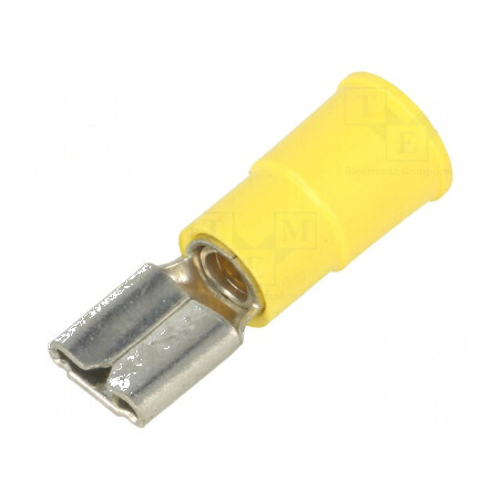 Terminal plat 6,4mm 0,8mm mamă crimpat pe cablu, izolată, pentru conexiuni electrice profesionale | Electronic-mag.ro | Componente Electronice