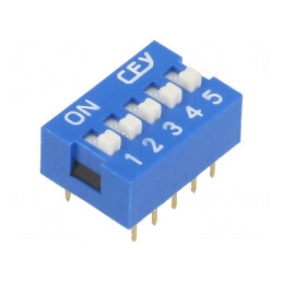 Comutator DIP-SWITCH 5 Secțiuni ON-OFF 0,05A/12VDC pentru Control Electric | Electronic-mag.ro | Componente Electronice