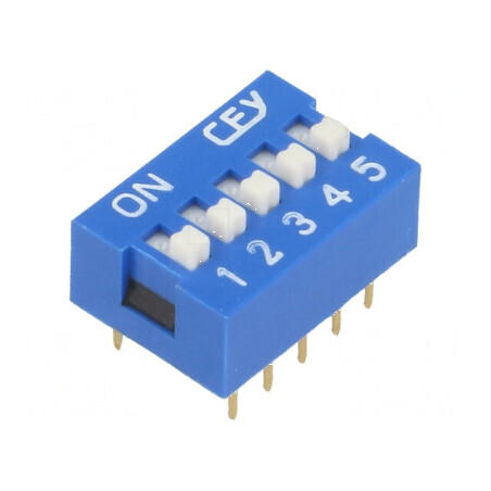 Comutator DIP-SWITCH 5 Secțiuni ON-OFF 0,05A/12VDC pentru Control Electric | Electronic-mag.ro | Componente Electronice