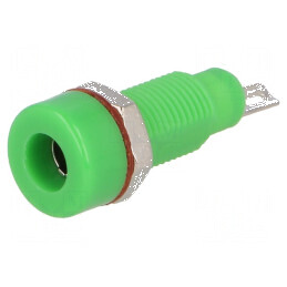 Conector banană 4mm soclu 10A 60VDC verde nichelat, temperatură operare -10 până la 80°C | Electronic-mag.ro | Componente Electronice