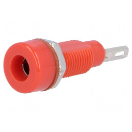 Conector banană 4mm soclu 10A 60VDC roşu nichelat - temperatură operare 10÷80°C | Electronic-mag.ro | Componente Electronice