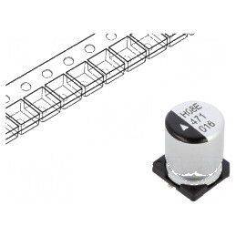 Condensator Electrolitic SMD 470uF 16V 2000h Ø10x12,5mm - Componentă Electronică | Electronic-mag.ro | Componente Electronice