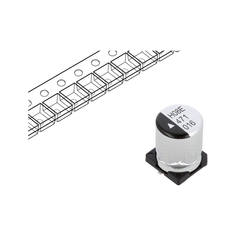 Condensator Electrolitic SMD 470uF 16V 2000h Ø10x12,5mm - Componentă Electronică | Electronic-mag.ro | Componente Electronice