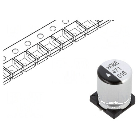 Condensator Electrolitic SMD 470uF 16V 2000h Ø10x12,5mm - Componentă Electronică | Electronic-mag.ro | Componente Electronice