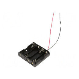 Suport baterii AA/R6 cu 4 cabluri negre de 150mm - Accesorii electronice | Electronic-mag.ro | Componente Electronice