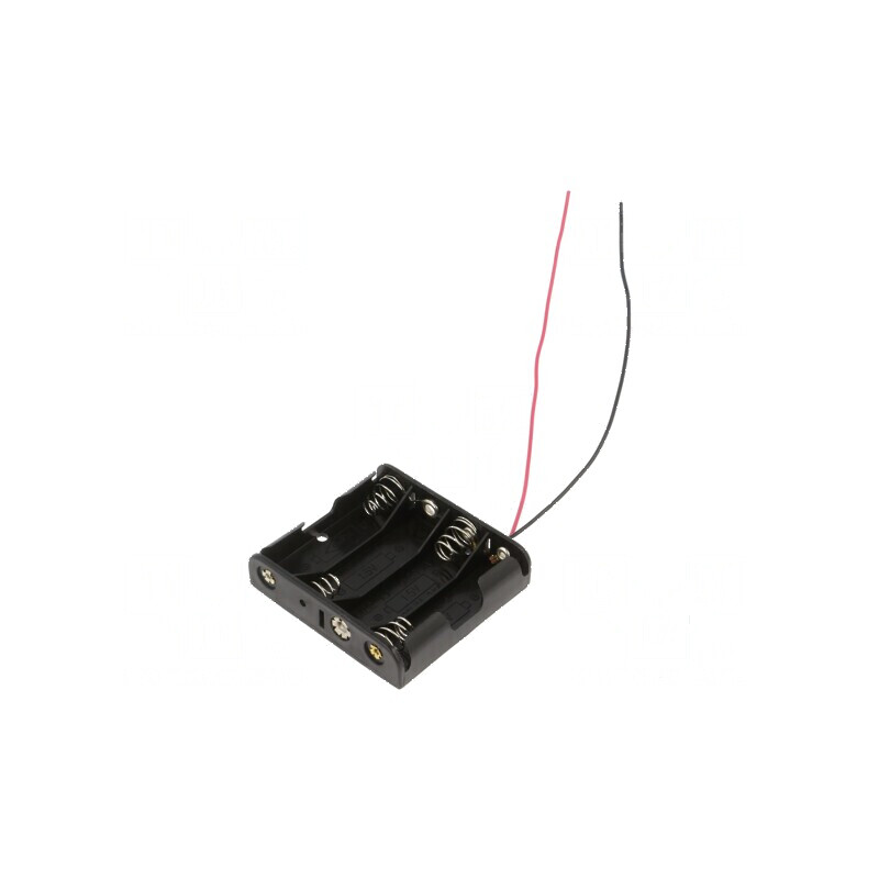 Suport baterii AA/R6 cu 4 cabluri negre de 150mm - Accesorii electronice | Electronic-mag.ro | Componente Electronice