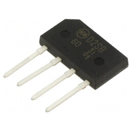 Punte Redresoare Monofazat Urmax 600V, Curent Maxim 1,5A, Curent de Supratensiune 80A, Model Plată | Electronic-mag.ro | Componente Electronice